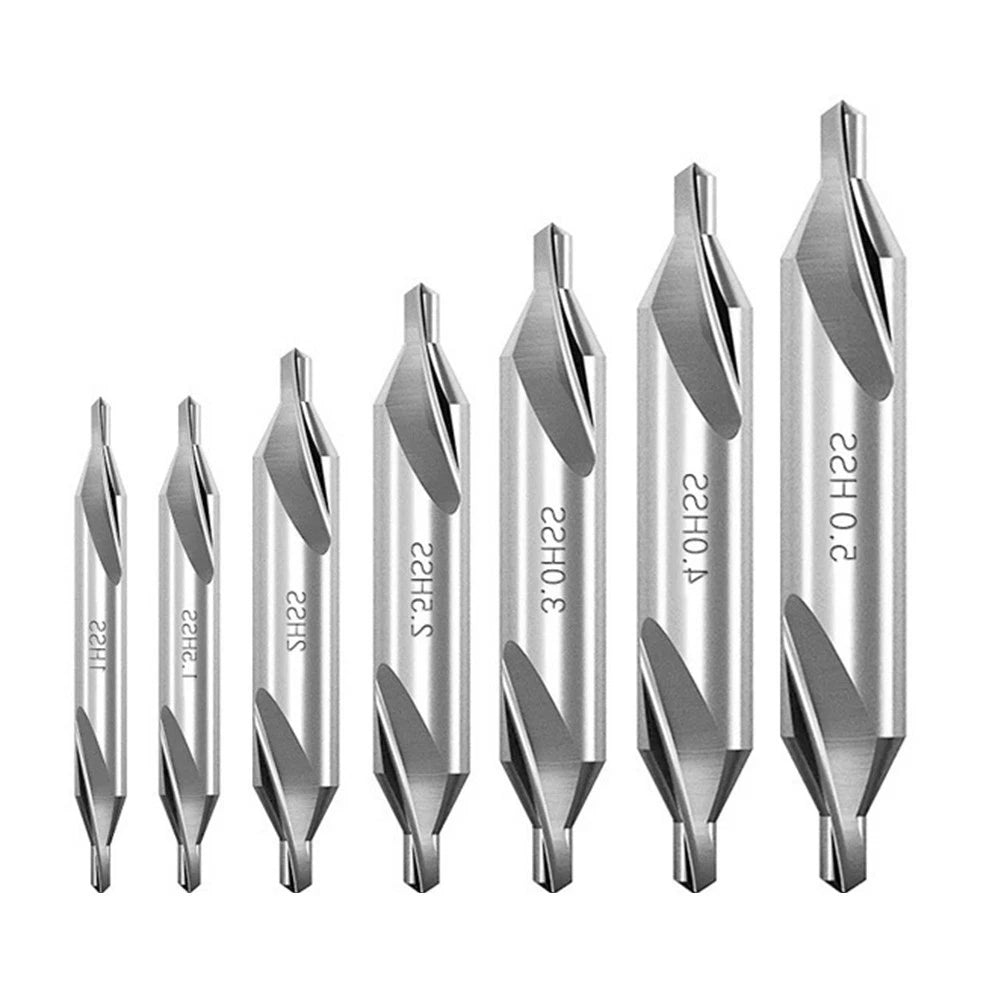 7pc Double Sided Ground Center Drill Bit Set for Consistent Angles