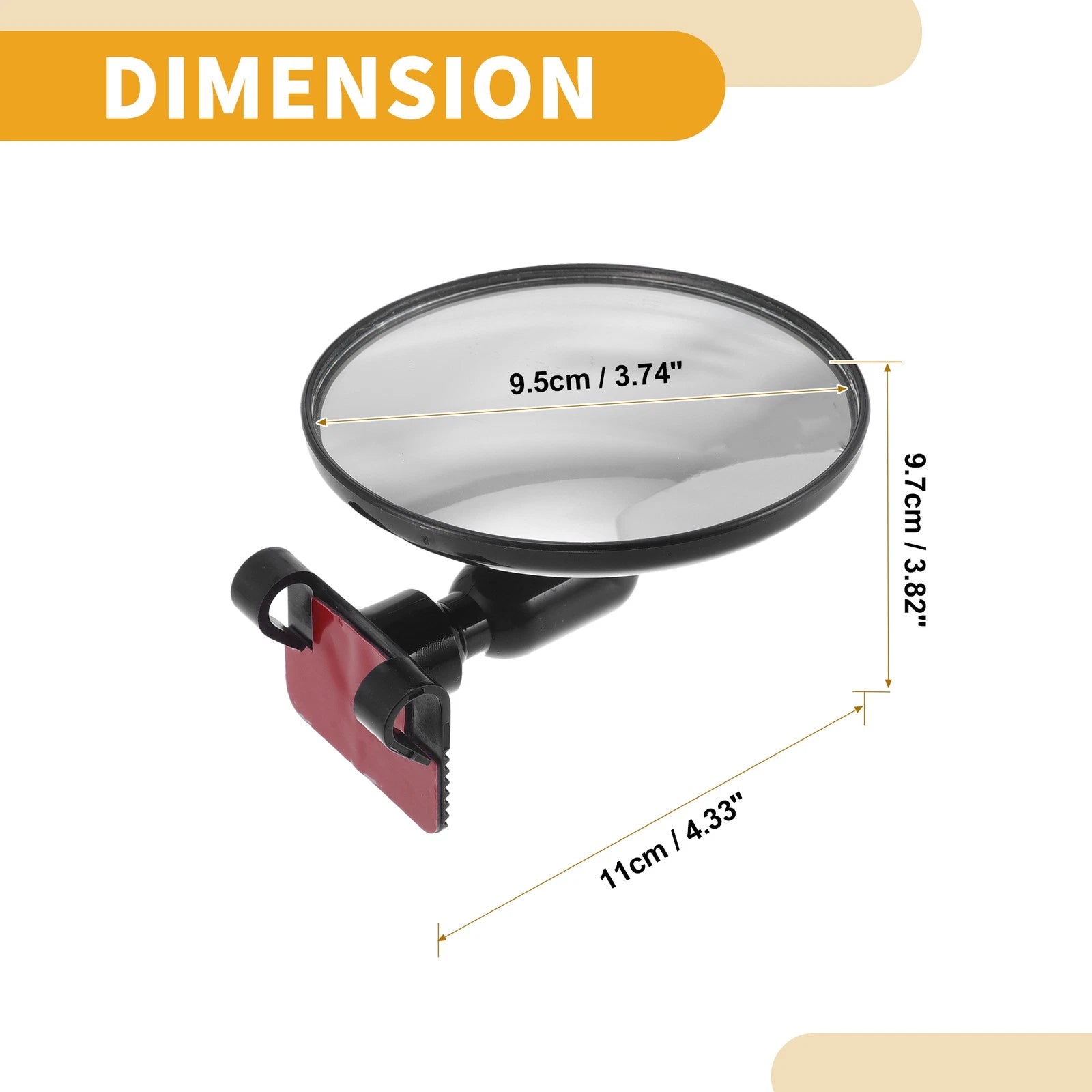 1 Pc Middle Blind Spot Mirror for Universal Fit (360 Degree Rotation)