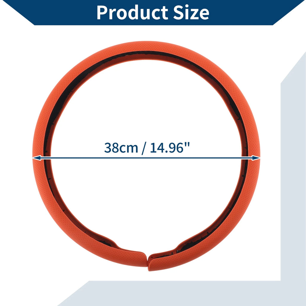PU Artificial Leather Steering Wheel Cover for Universal Vehicles (14.96")