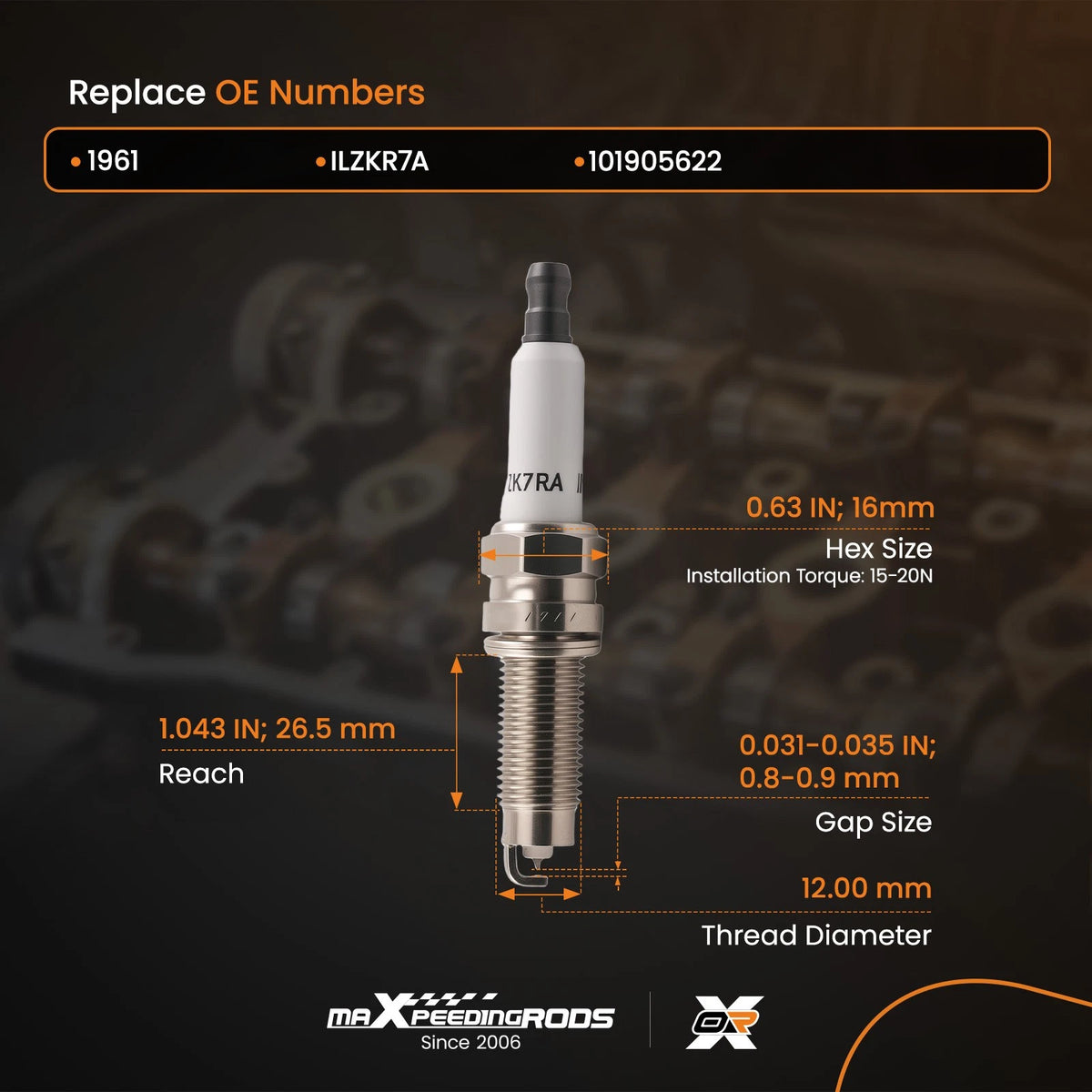 Iridium Platinum Spark Plug for Volkswagen Passat/Touareg 3.6L (2006–2017) ILZKR7A