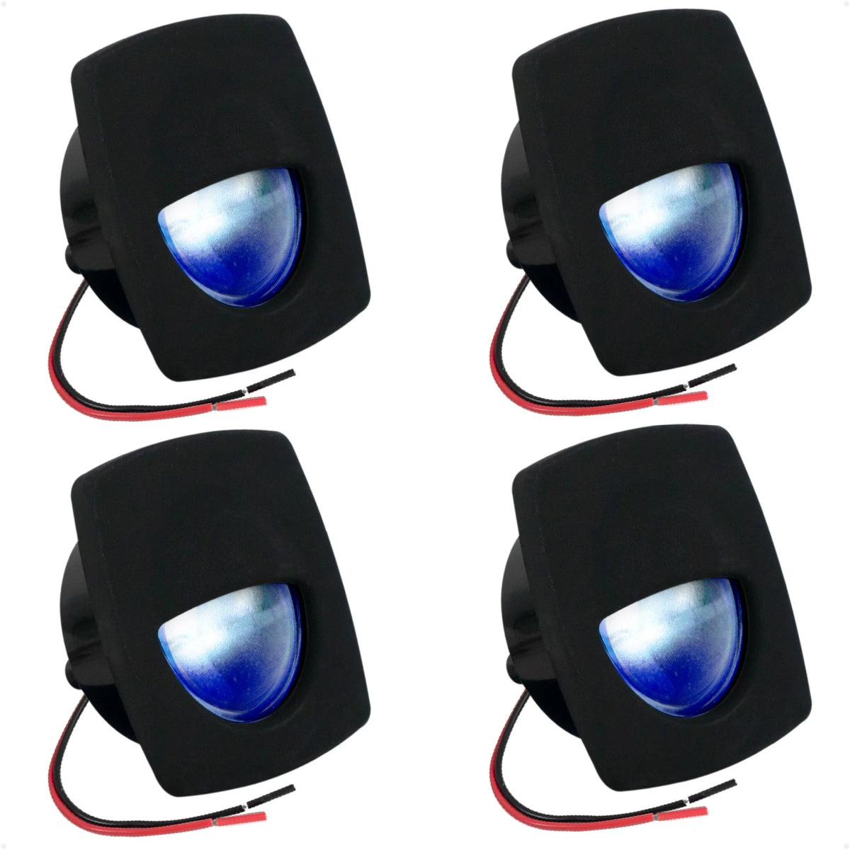 Set of 4 LED Companion Way Lights for Marine Courtesy (Square, Blue)