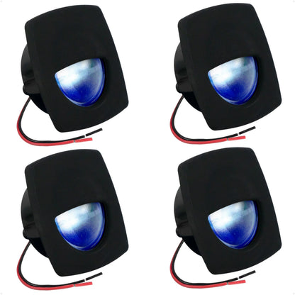 Set of 4 LED Companion Way Lights for Marine Courtesy (Square, Blue)