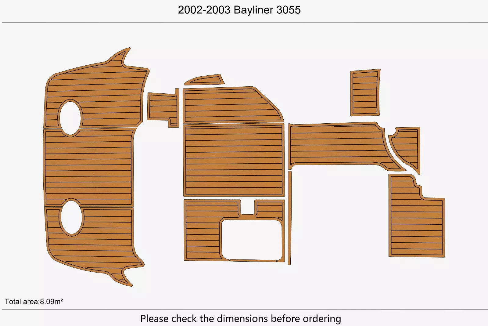 EVA Foam Teak Deck Floor Mat for Bayliner 3055 Ciera (2002–2003)