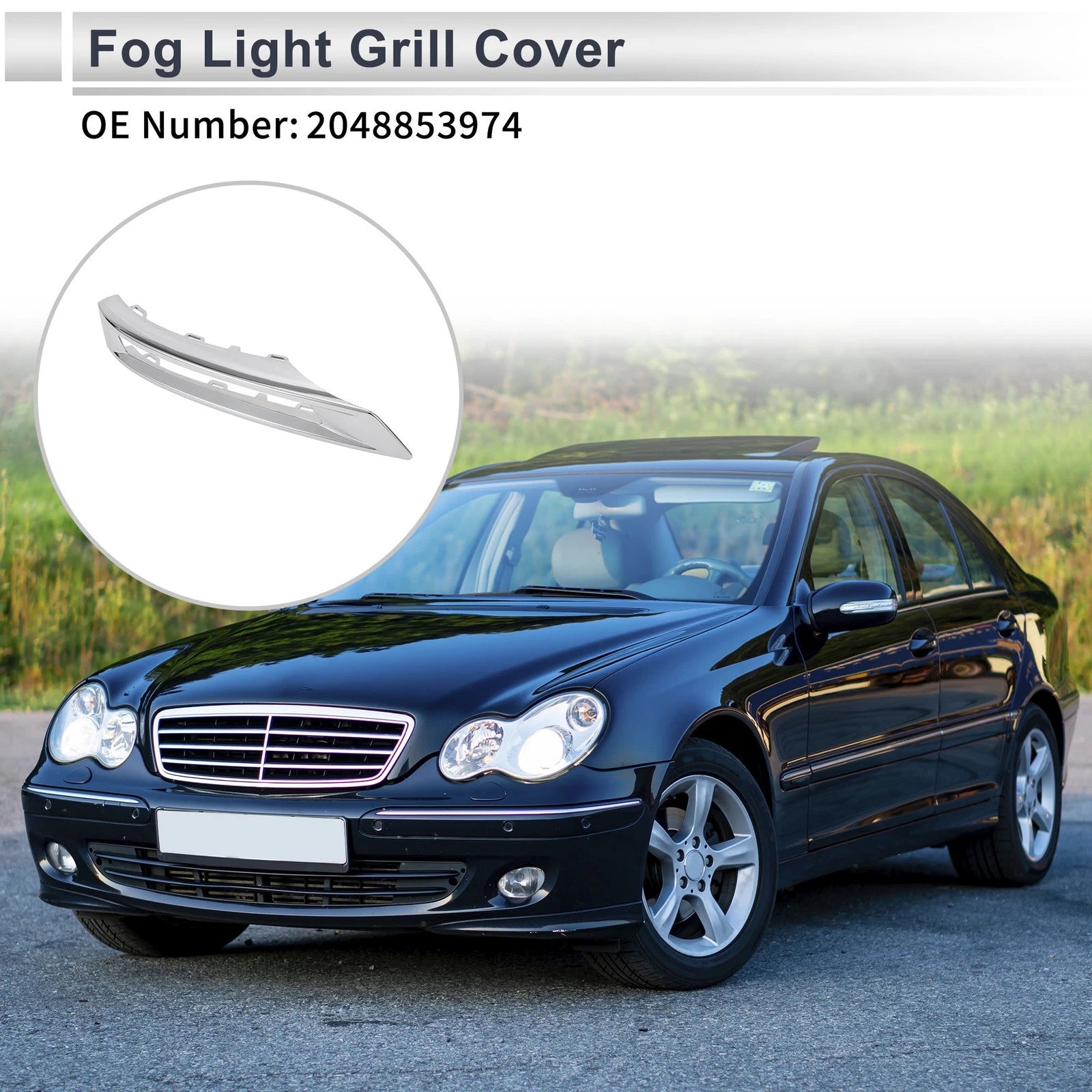 Front Left Fog Light Grill Replacement for Mercedes Benz GLK (2014–2016)