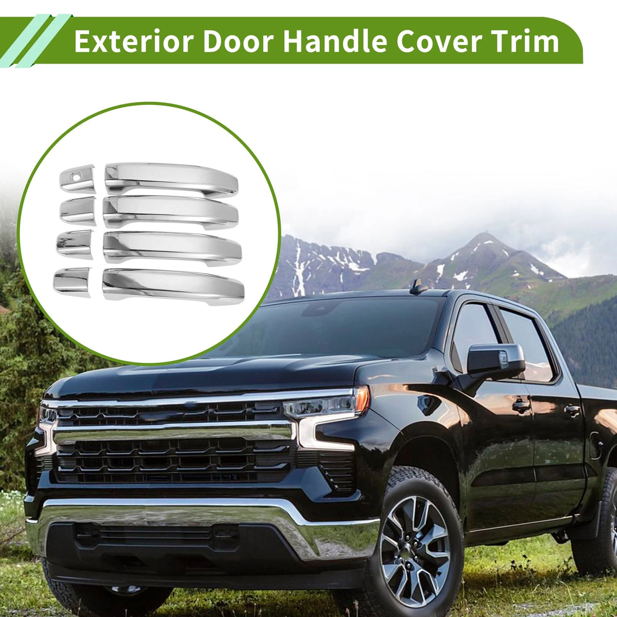 Exterior Door Handle Cover Trim for Chevy Silverado 1500 (2020–2022) ABS 1 Set