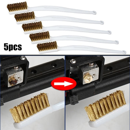 Set of 5 Plastic Handle Brass Wire Brush Cleaning Brushes for Industrial Devices