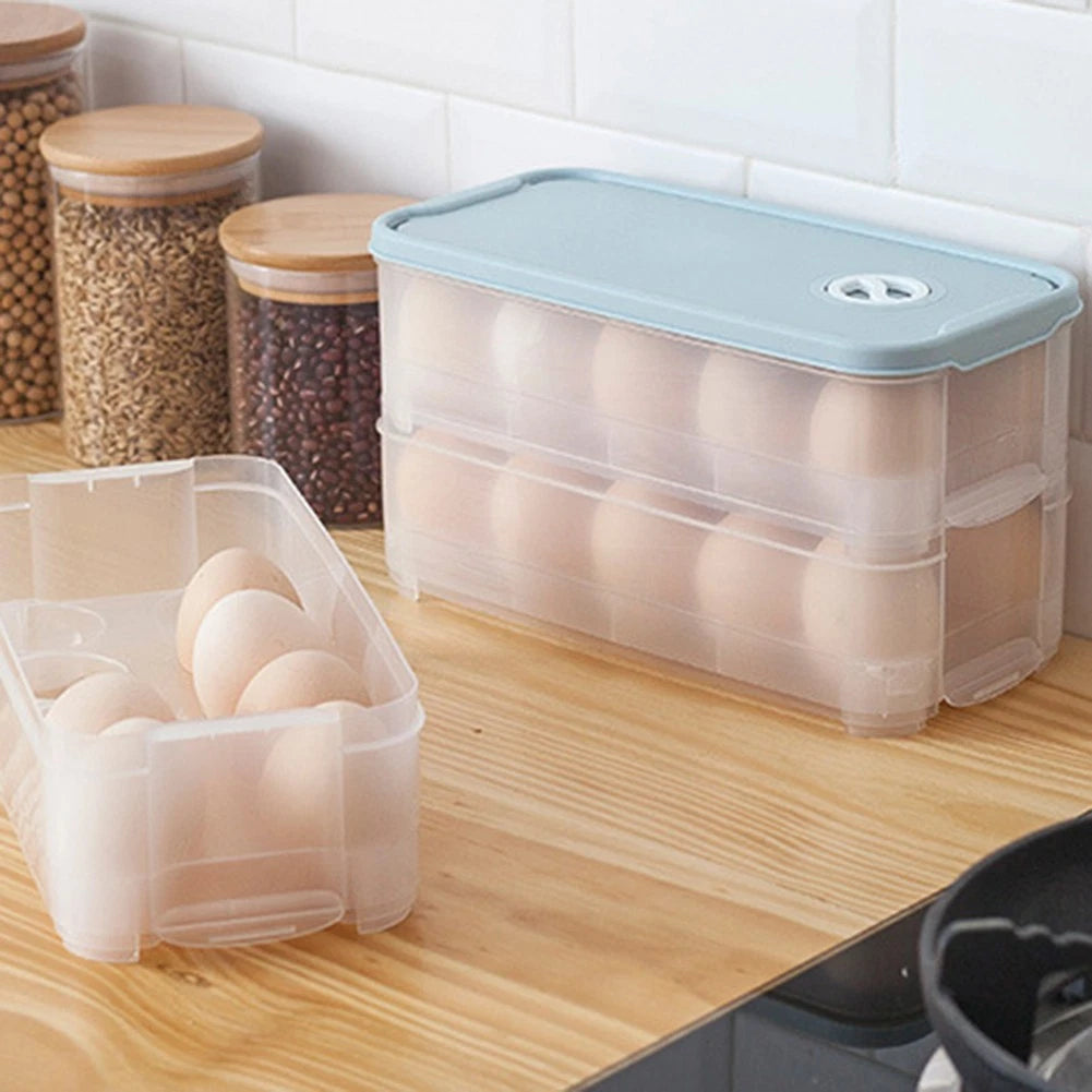 Stackable Clear Egg Storage Box for Kitchen Fridge (26x14x9cm)