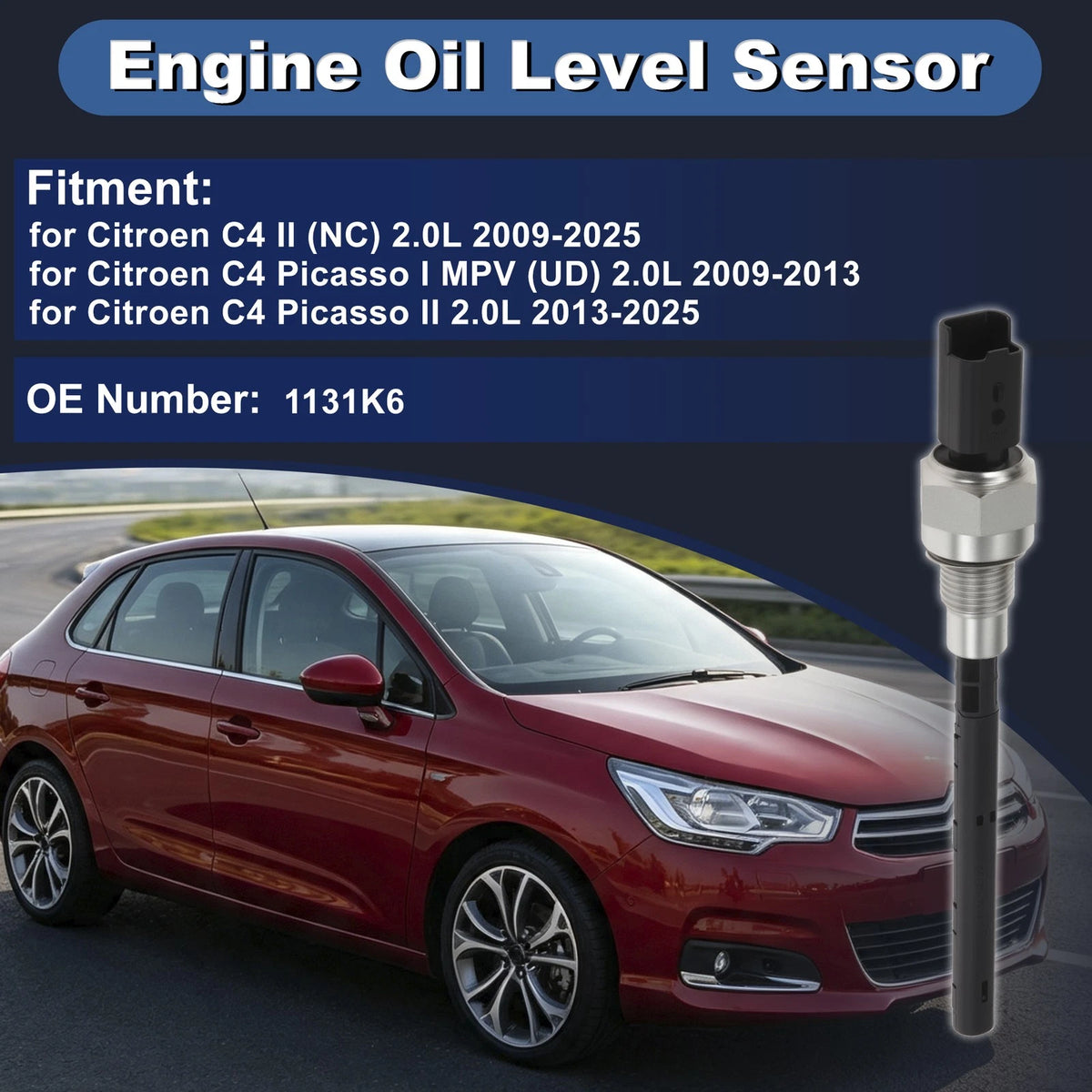 Engine Oil Level Sensor for Citroen C4 II (NC) 2.0L (2009–2025) 1131K6