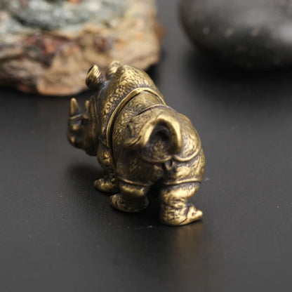 Toy Rhino Ornament for Vivid Display (Antique Handmade Mini Sculpture)