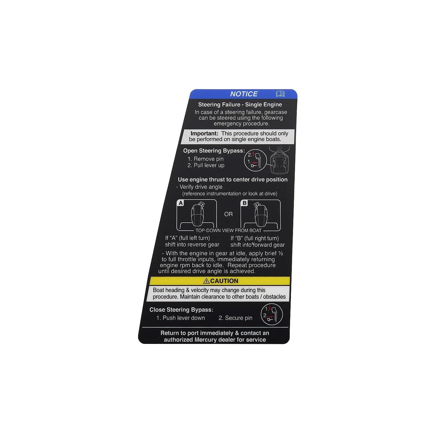 Steering Failure Decal for Mercury V12 Outboards (8M0185159)