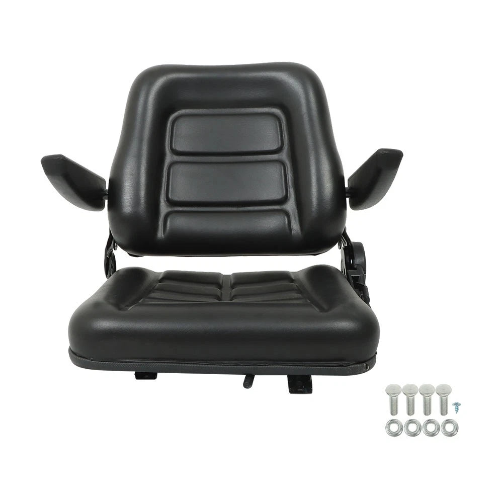 Universal Forklift Tractor Seat with Adjustable Backrest and Armrest