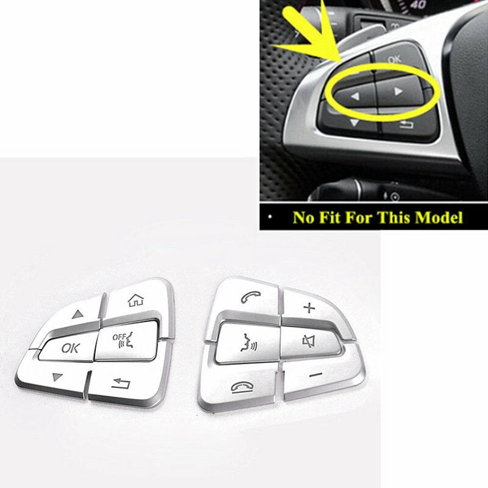 Silver Steering Wheel Button Trim for Mercedes C Class W205 (2015–2018)