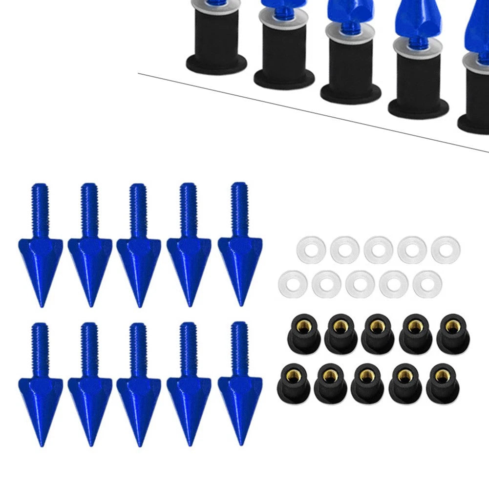 10Pcs Windshield Screws for Motorcycle (5MM) - Blue