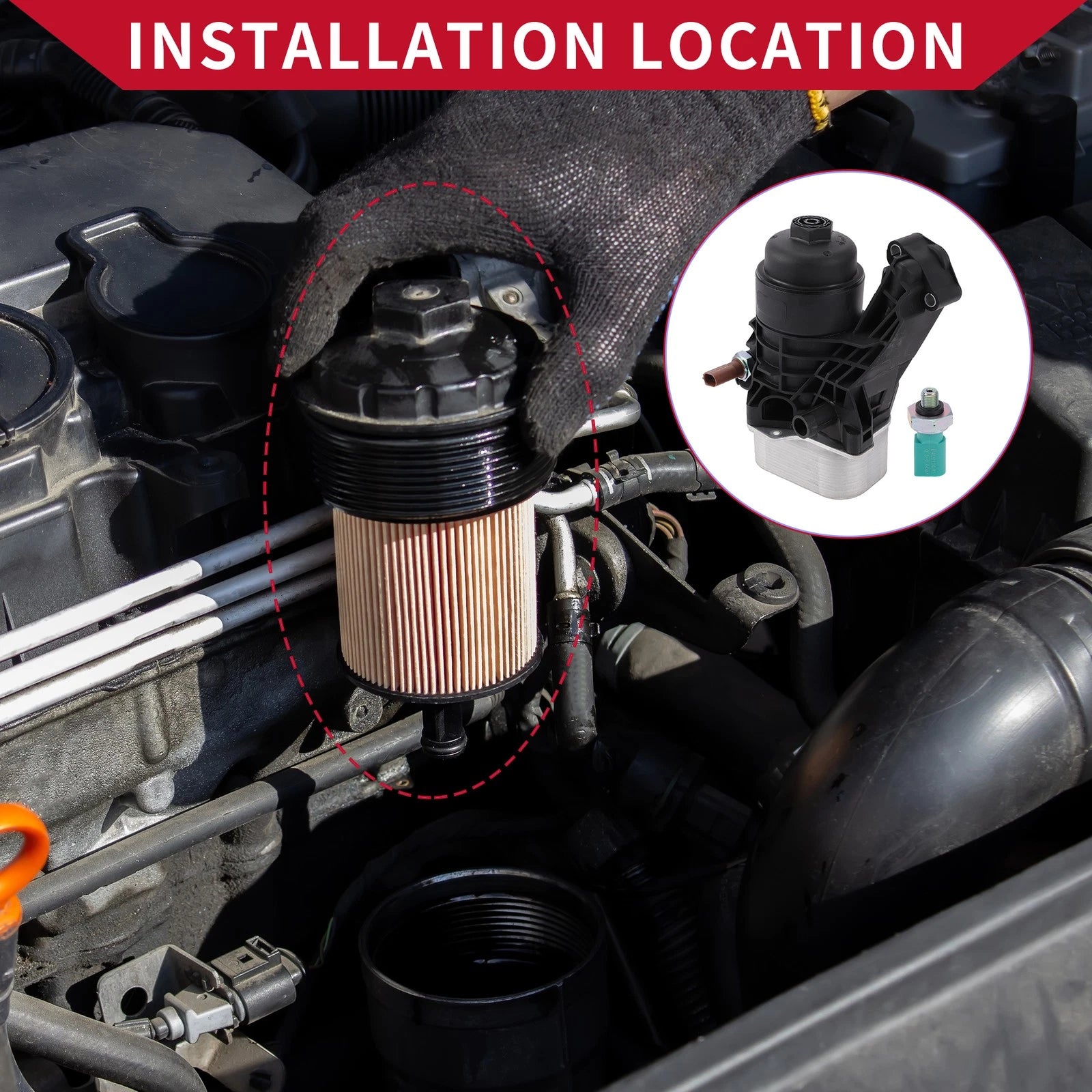 Engine Oil Cooler Filter Housing OEM Replacement for Volkswagen Golf (2015–2023)