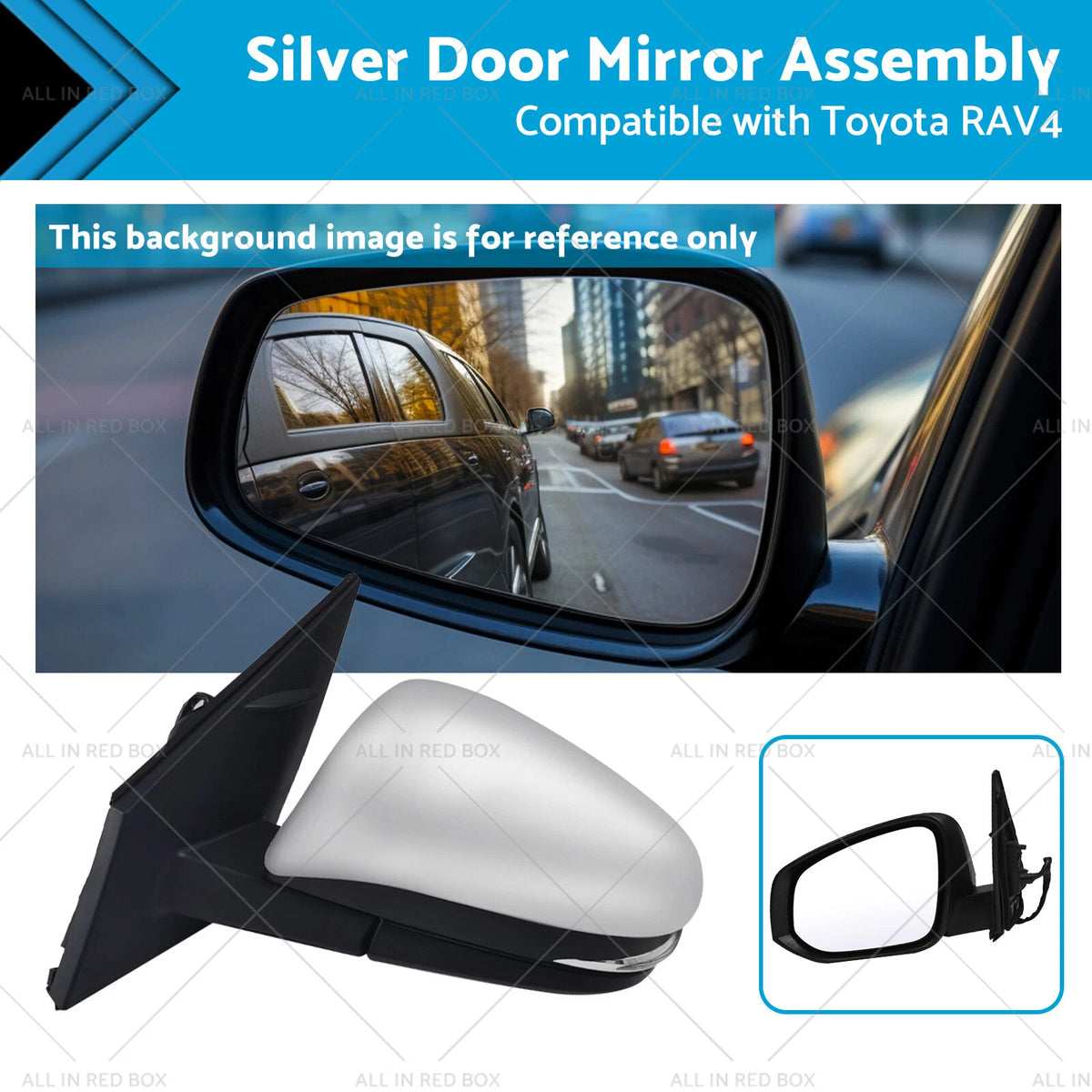 Left Door Mirror Silver for Toyota RAV4 (2013–2018) 5-wire