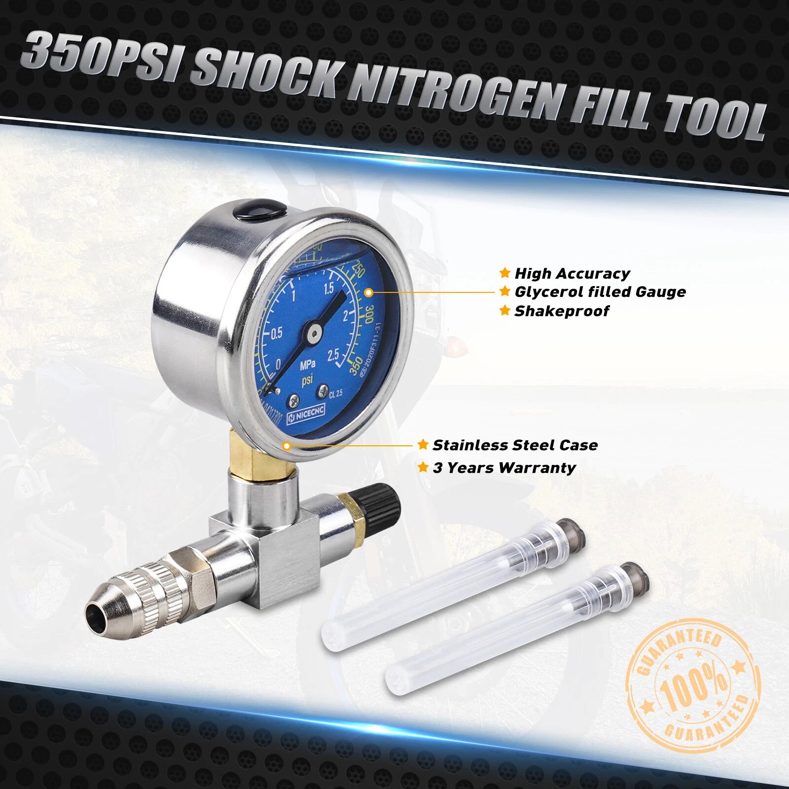 Shock Nitrogen Needle Fill Tool for FOX, CanAm Mavericks Commanders (2013–2023)