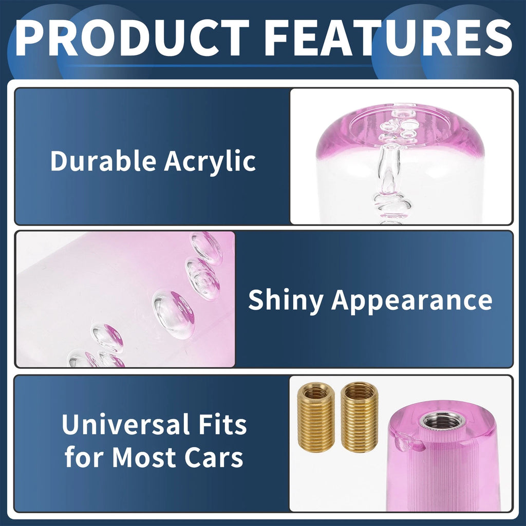 Shift Knob with 2 Adapters for Universal Fit (25cm, Clear Purple)