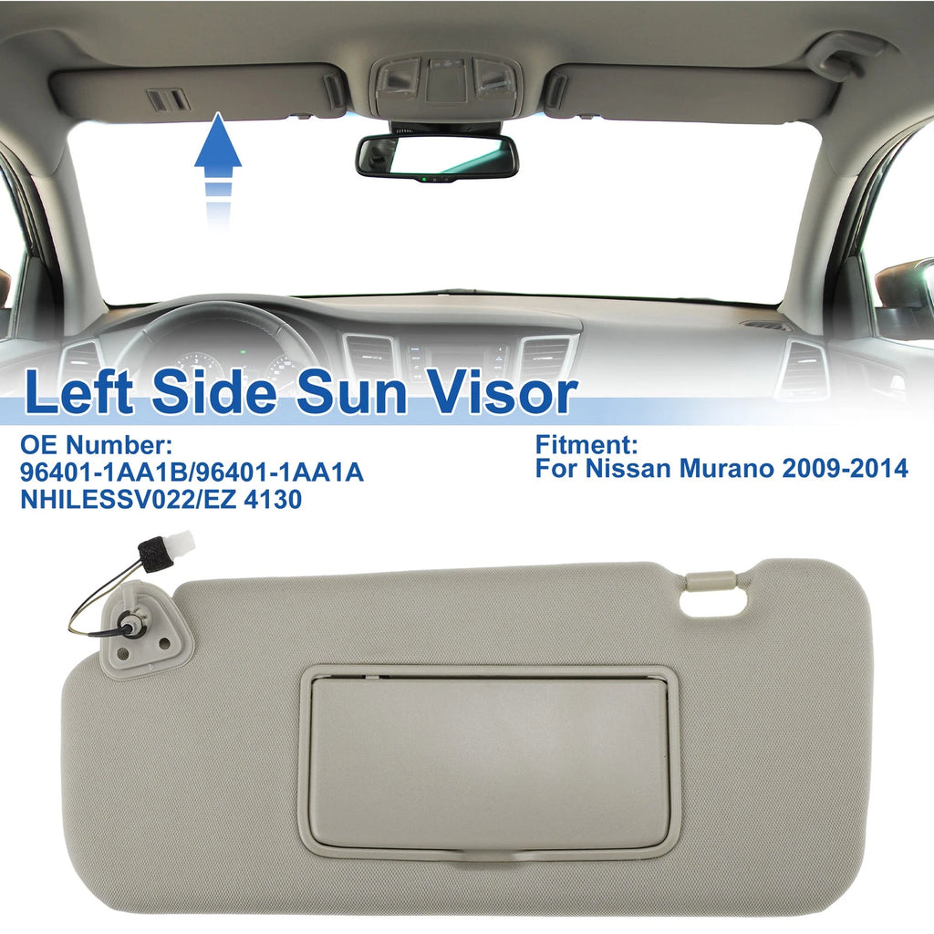 Left Side Sun Visor for Nissan Murano (2009–2014) Replace No. 96401-1AA1B Beige