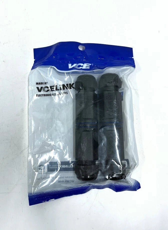 2X IP67 8 Pin Ethernet LAN Cable Connectors VCE M232-SL-2P
