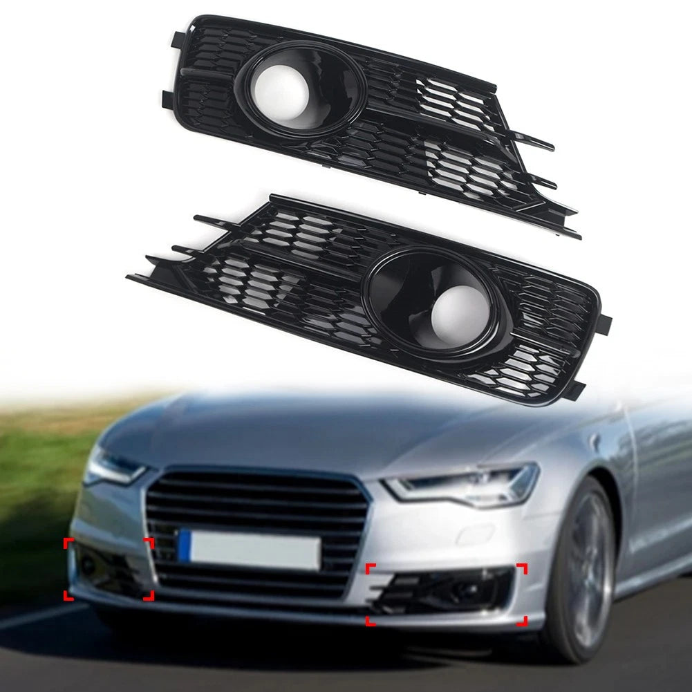 Set of 2 Front Fog Light Grille Covers for Audi A6 C7 (2016–2018)