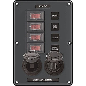 4 Position Circuit Breaker Switch Panel for Blue Sea 4321 (12V)