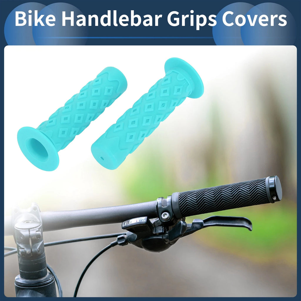 Bike Handlebar Grips End Cover 120mm Rubber Universal 1 Pair (Blue)