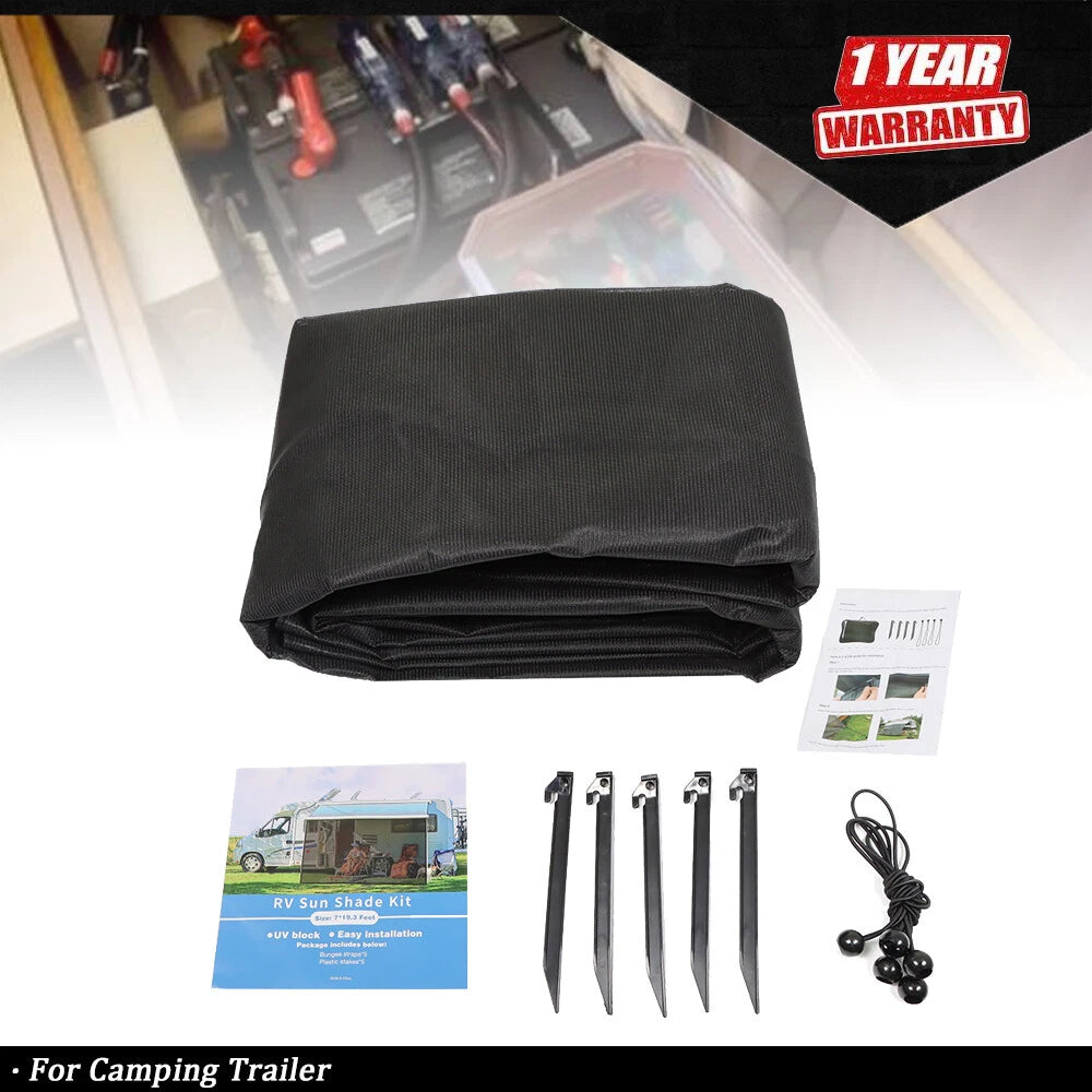 RV Awning Sun Shade Screen for RVs (11''-20'') Black Mesh
