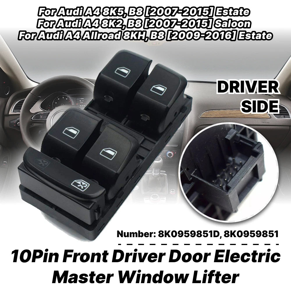 Power Window Master Switch for Audi A4 Q5 (2007–2016) 8K095985