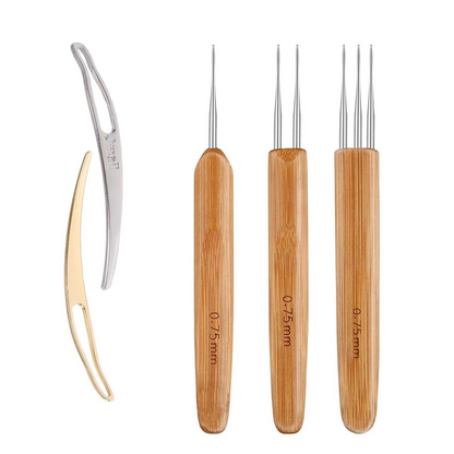 0.75mm Crochet Hook Set with Hair Locking Tool for