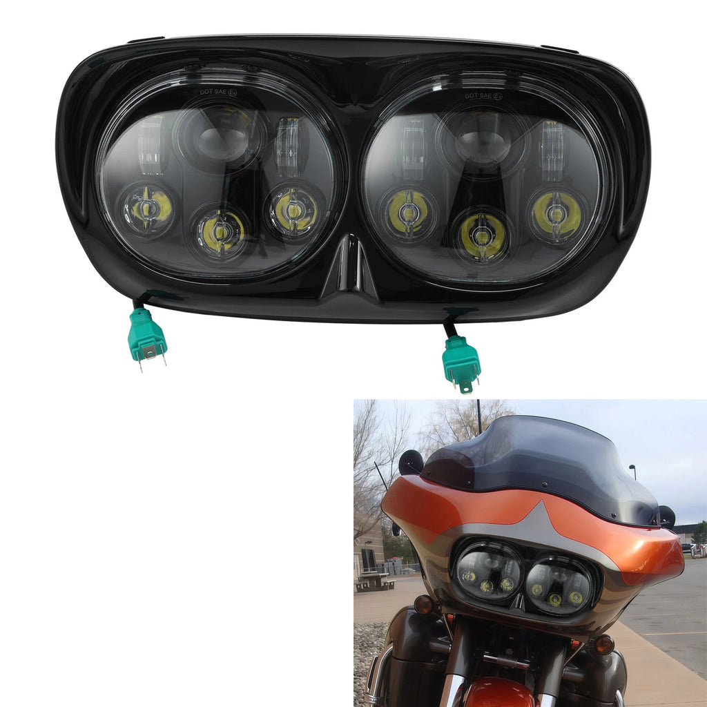 2X 5 3/4" Dual LED Projector Headlight for Harley Road Glide (1998–2013)
