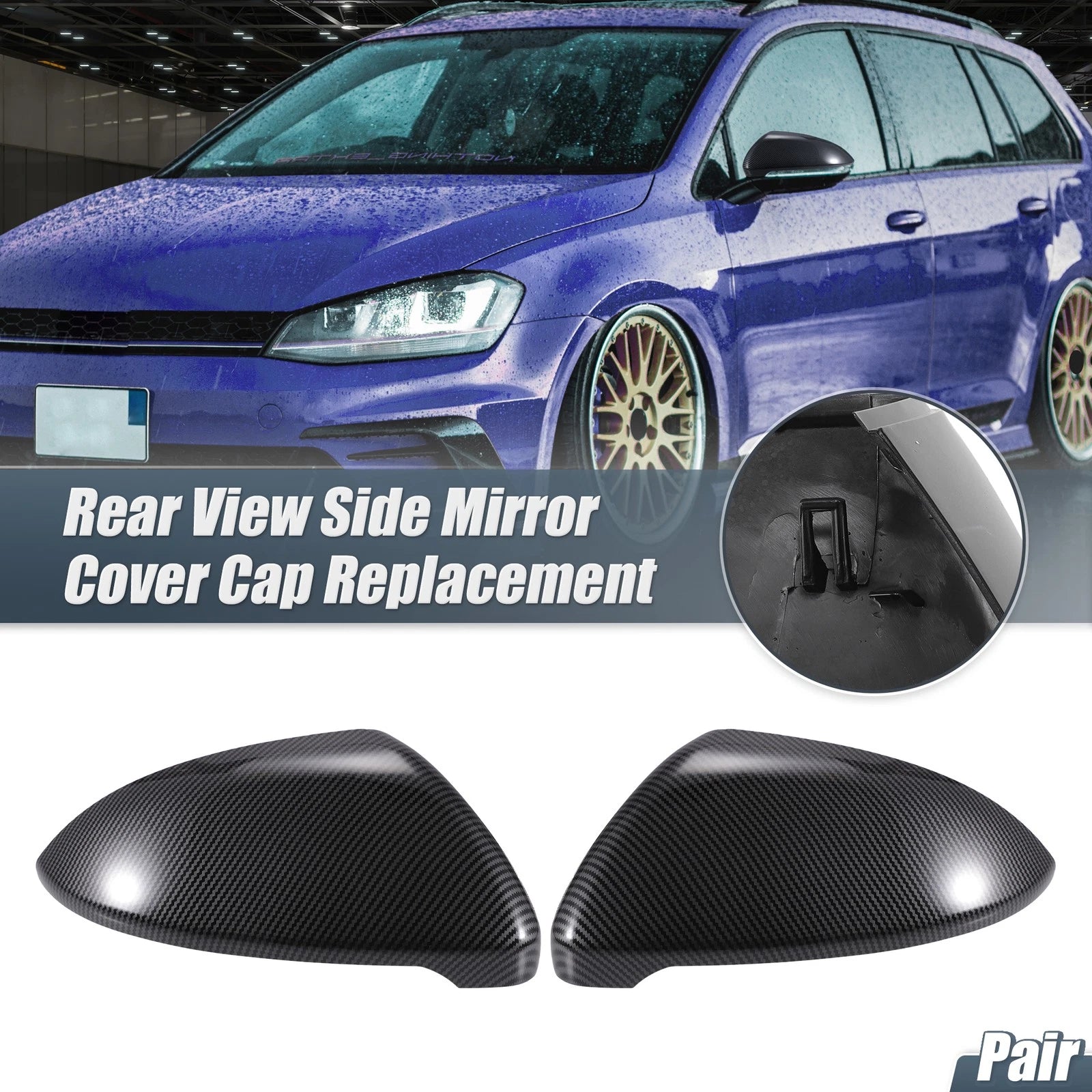 Rearview Mirror Cover Cap Replacement for Volkswagen Golf MK7 E-Golf (2015–2020)