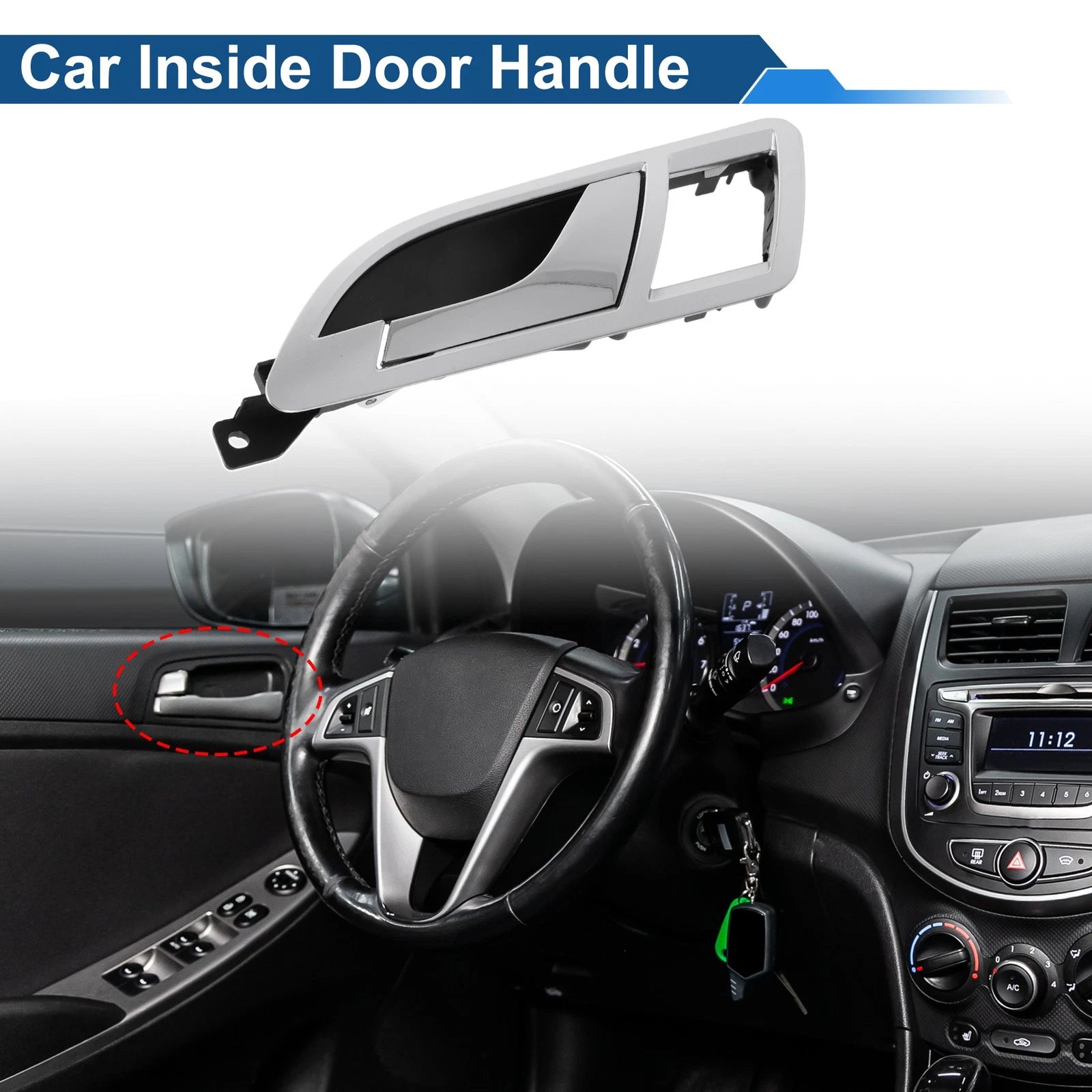 Front Passenger Side Interior Door Handle for VW Skoda (2001–2008) Chrome