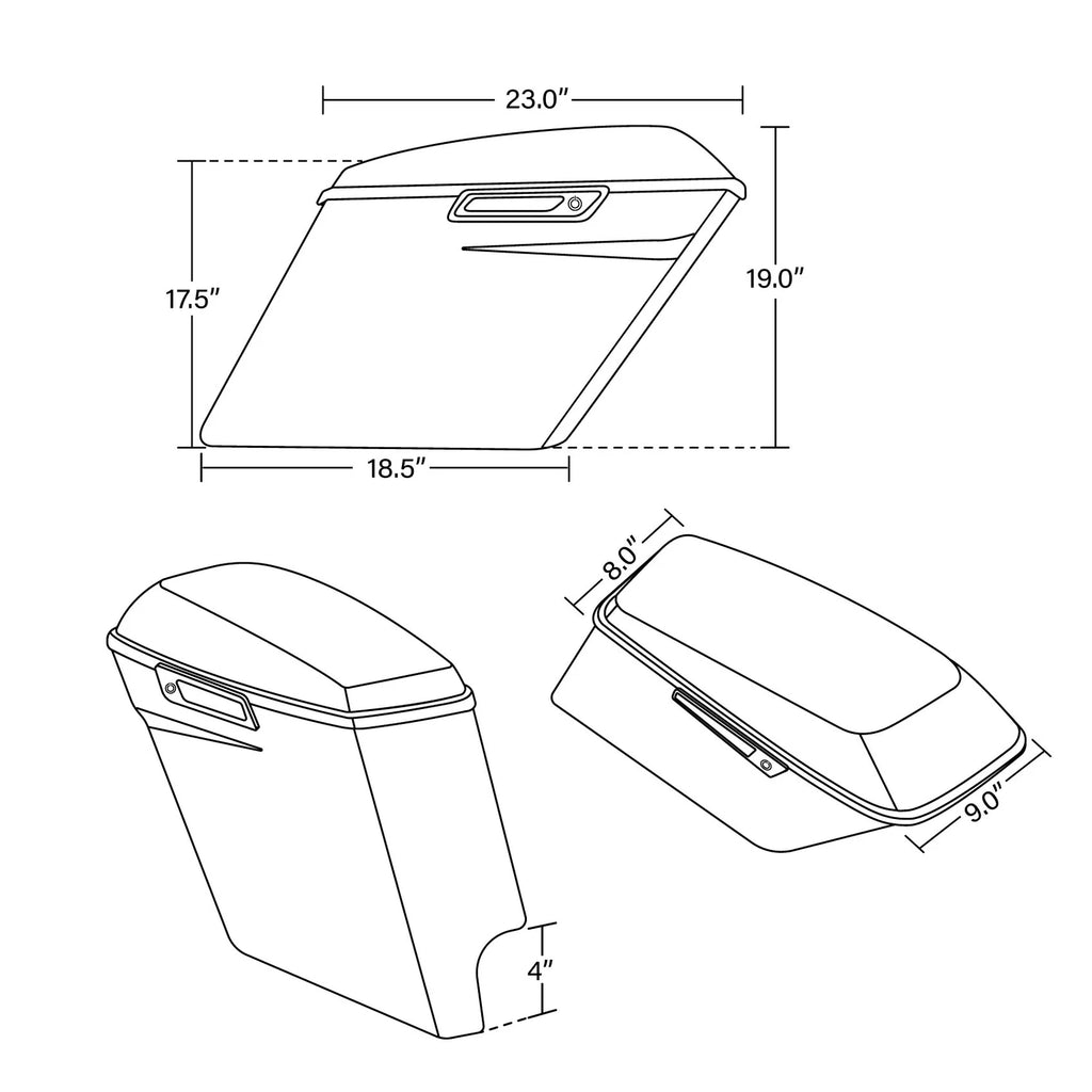 5" Stretched Extended Hard Saddlebags for Harley Touring (2014–Present)