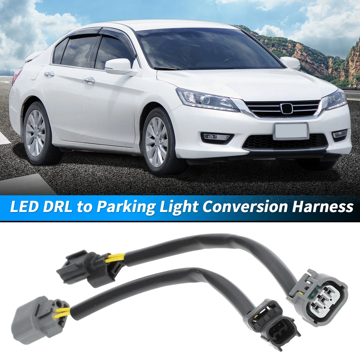 2X LED DRL to Parking Light Adapter Harness for Honda Accord (2013–2015)