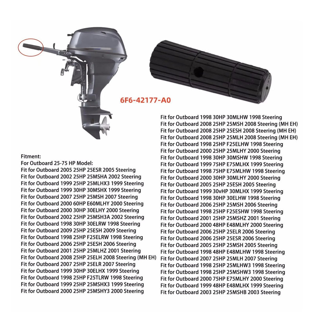Rubber Handle for Yamaha Outboard 25-75 HP (Replaces 6F6-42177-A0-00, 6N0-G2177)