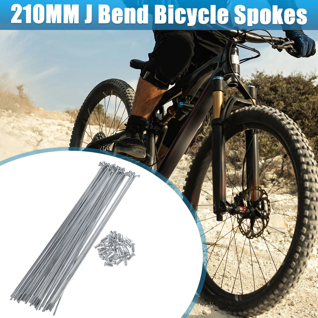 Bicycle Spokes and Nipples J Bend 210mm for 14G 36pcs Cycle Replacement