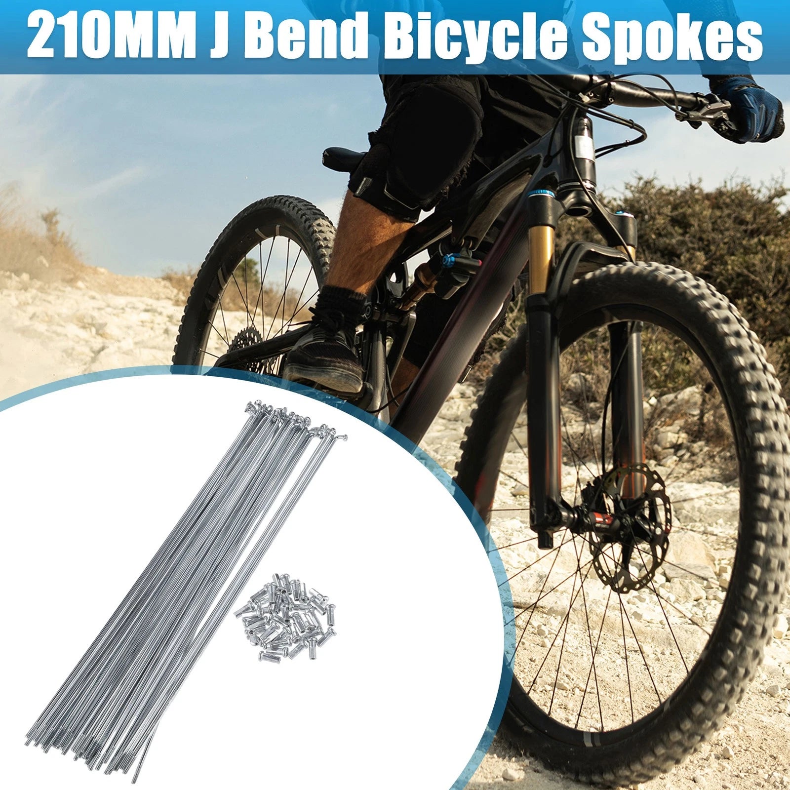 Bicycle Spokes and Nipples J Bend 210mm for 14G 36pcs Cycle Replacement