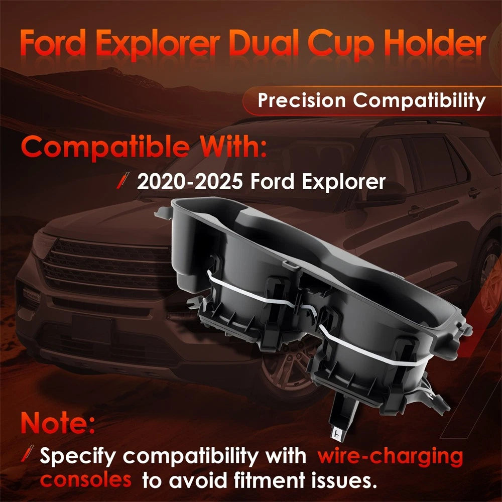 Cup Holder for Ford Explorer (2020–2025) LB5Z-7813562-BA, Wireless Charging