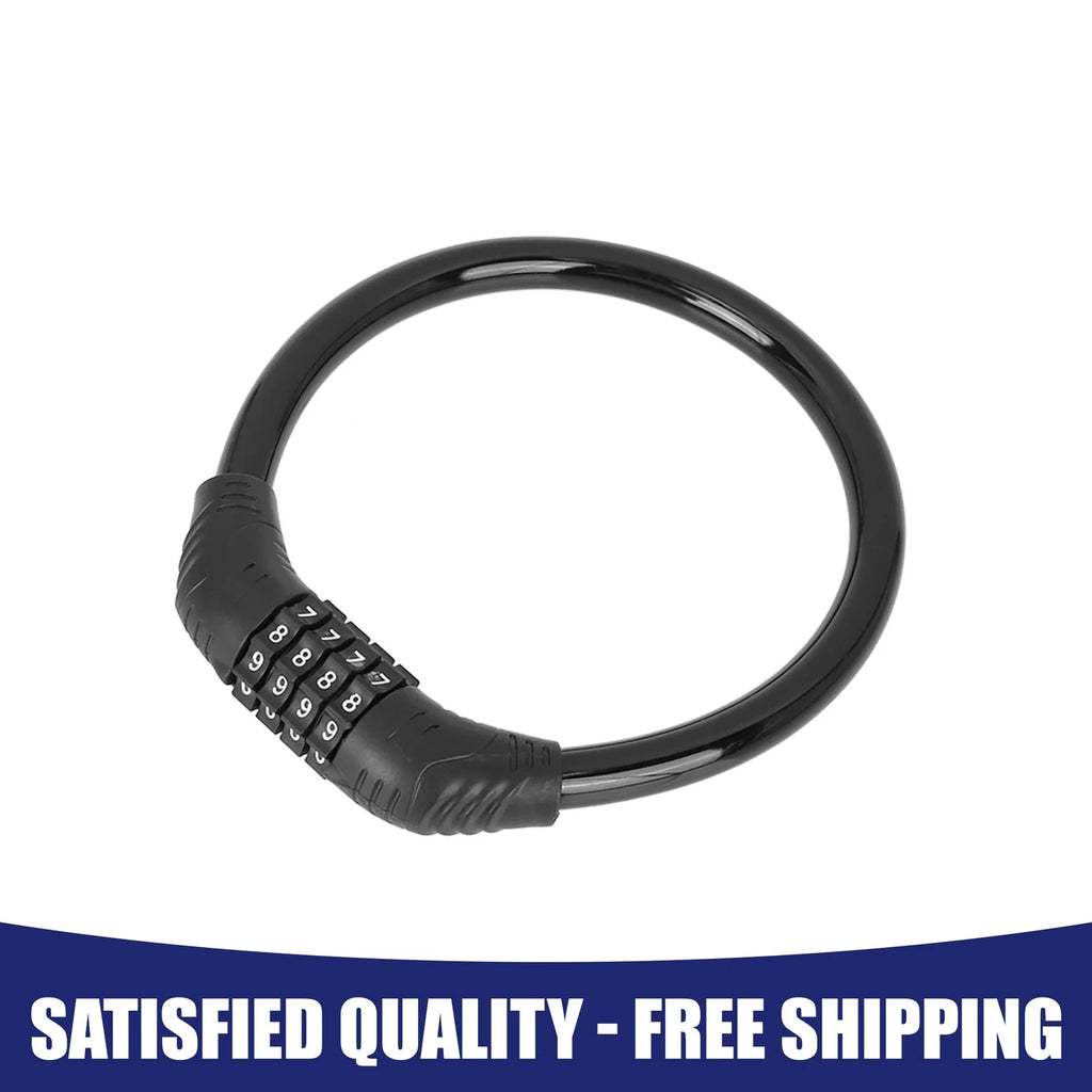 4 Digit Resettable Cable Lock for Bike Bicycle Security Portable (Black)
