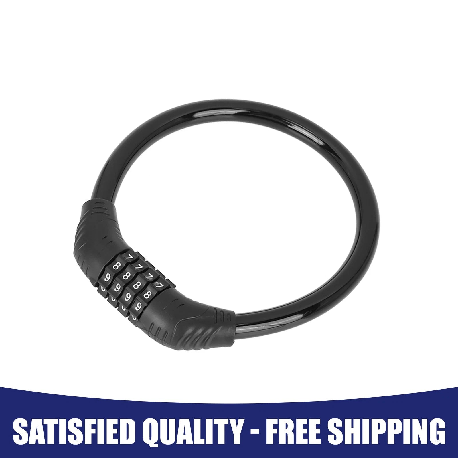 4 Digit Resettable Cable Lock for Bike Bicycle Security Portable (Black)