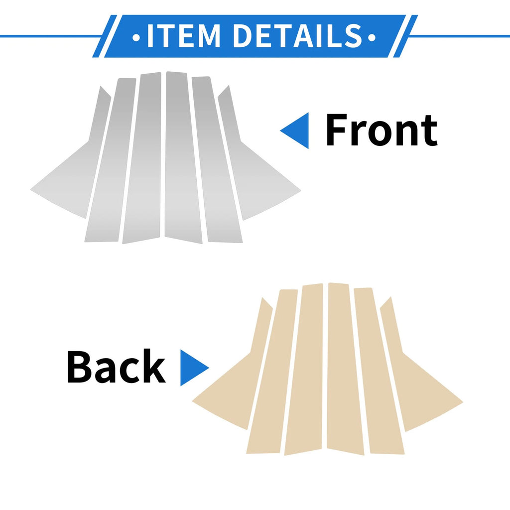 6 Pcs Door Pillar Window Trim Replacement for Hyundai Kona (2018–2023) Silver