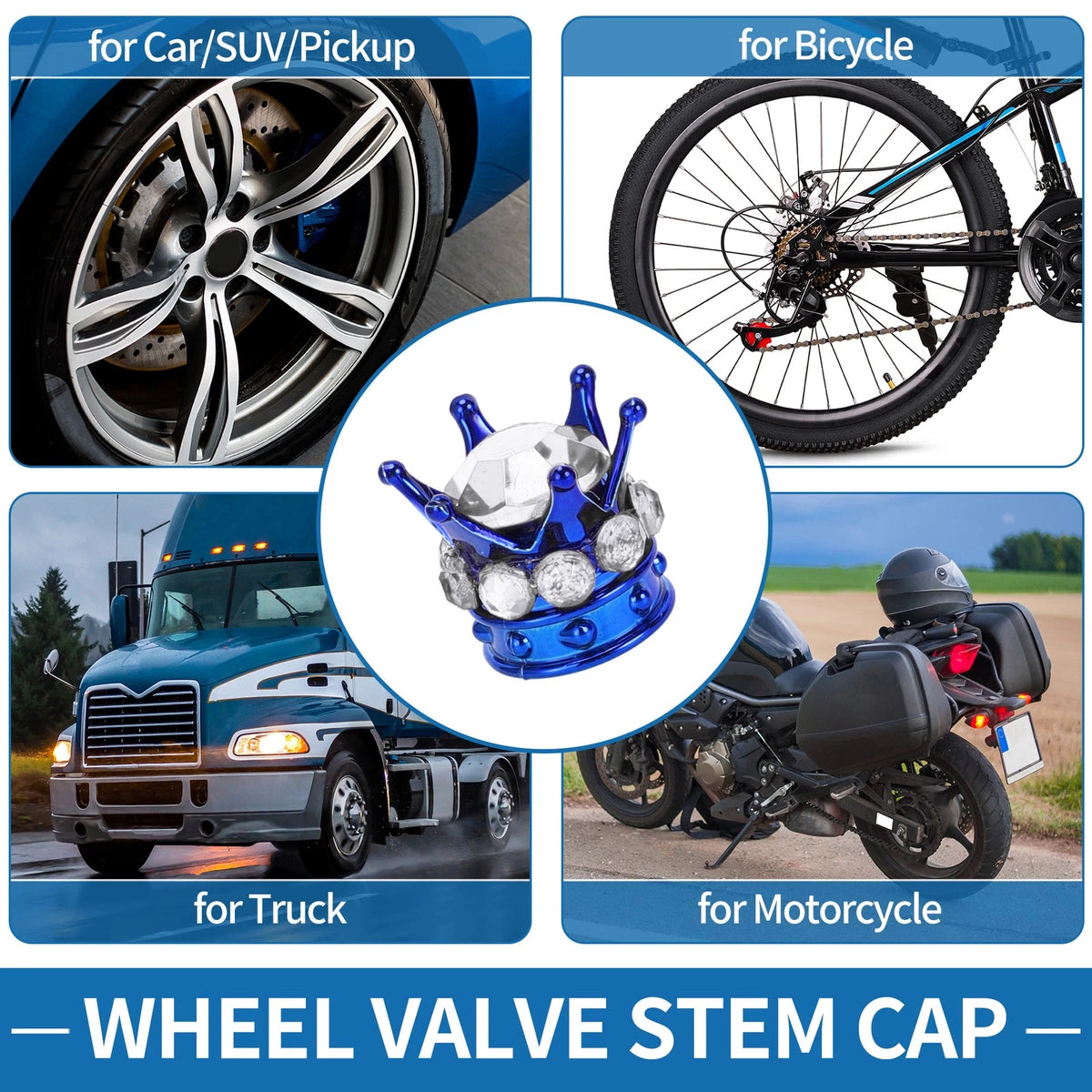 Tire Valve Stem Caps Replacement for Car SUV Truck Bike (4pcs) (All Makes)