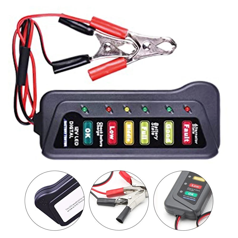 Diagnostic Tool for 12V Car Batteries and Alternators with LED Indicators