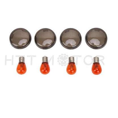 Smoked Turn Signal Lenses with Amber Bulbs for Harley Davidson Softail Dyna (2000–Present)