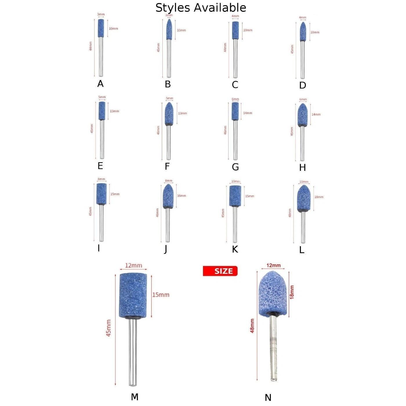 Abrasive Flat Head Mounted Wheel Set for Various Applications (3mm-12mm)