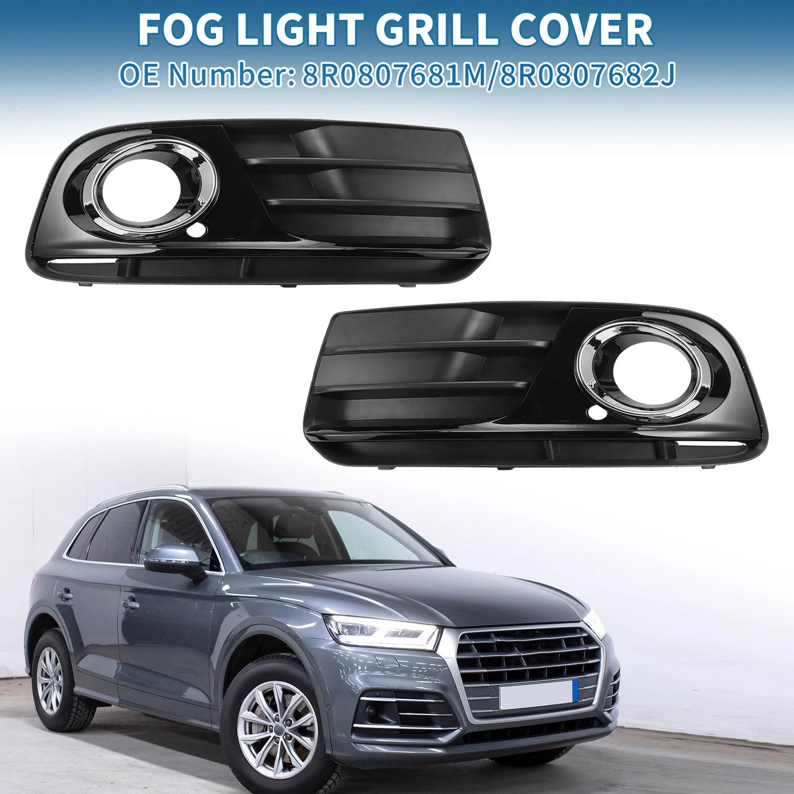 Pair Front Fog Light Grill Replacement for Audi Q5 (2013–2017)