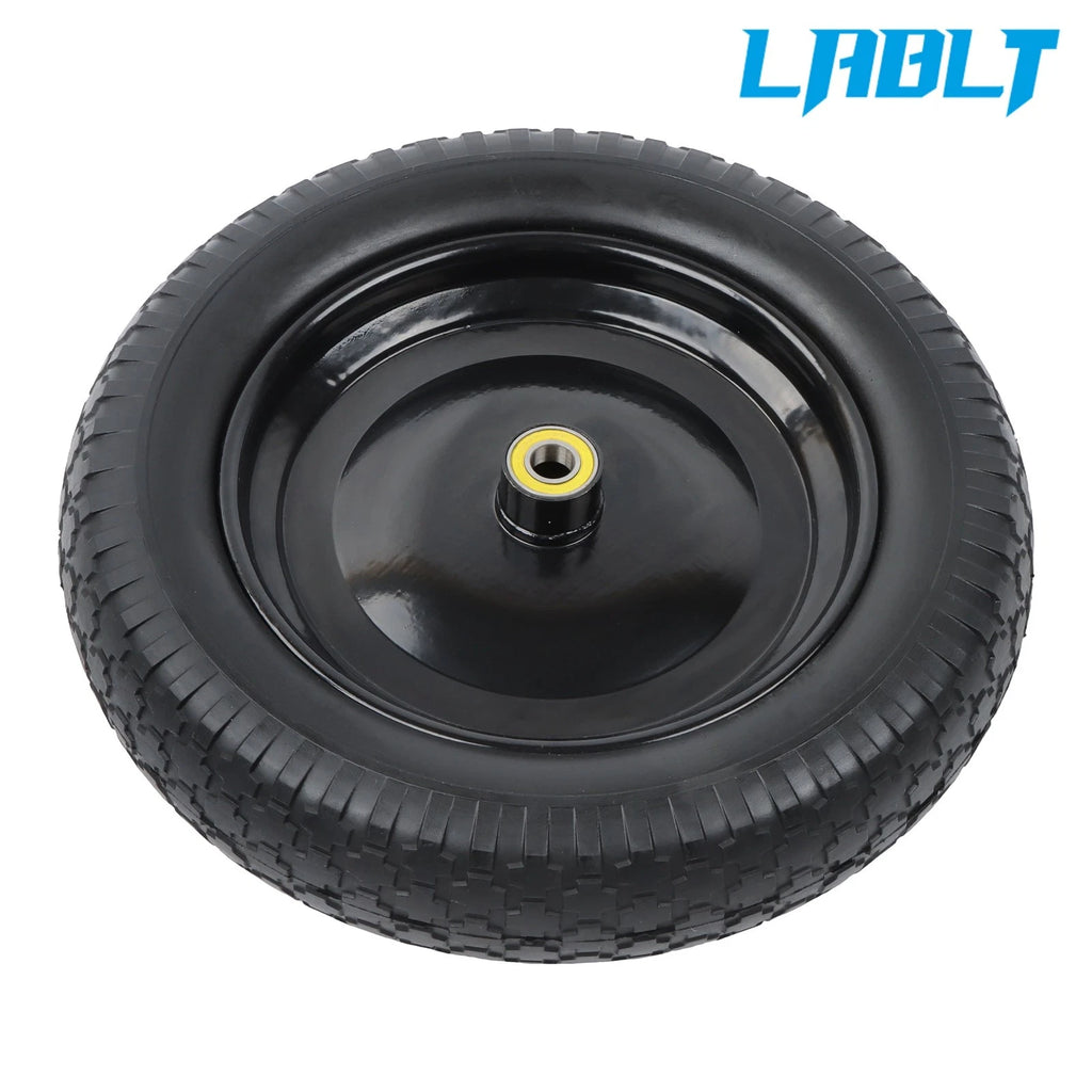 1 Pc Solid Tire and Wheel for Wheelbarrow (14.5"×4.00-8, 1" Axle)