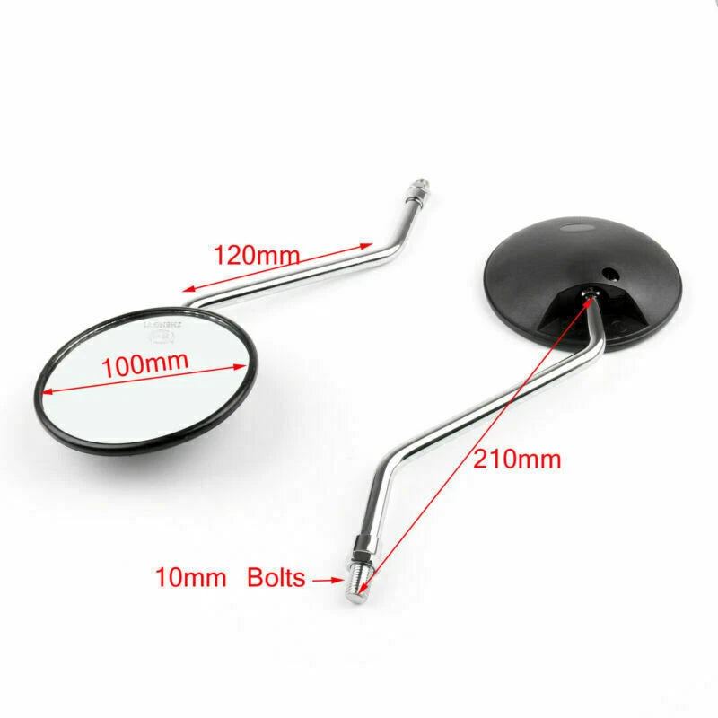 10mm Black Rear Side View Mirrors for Honda XR250 XR400 XR600 TLR200 XL100 (1990–2023)