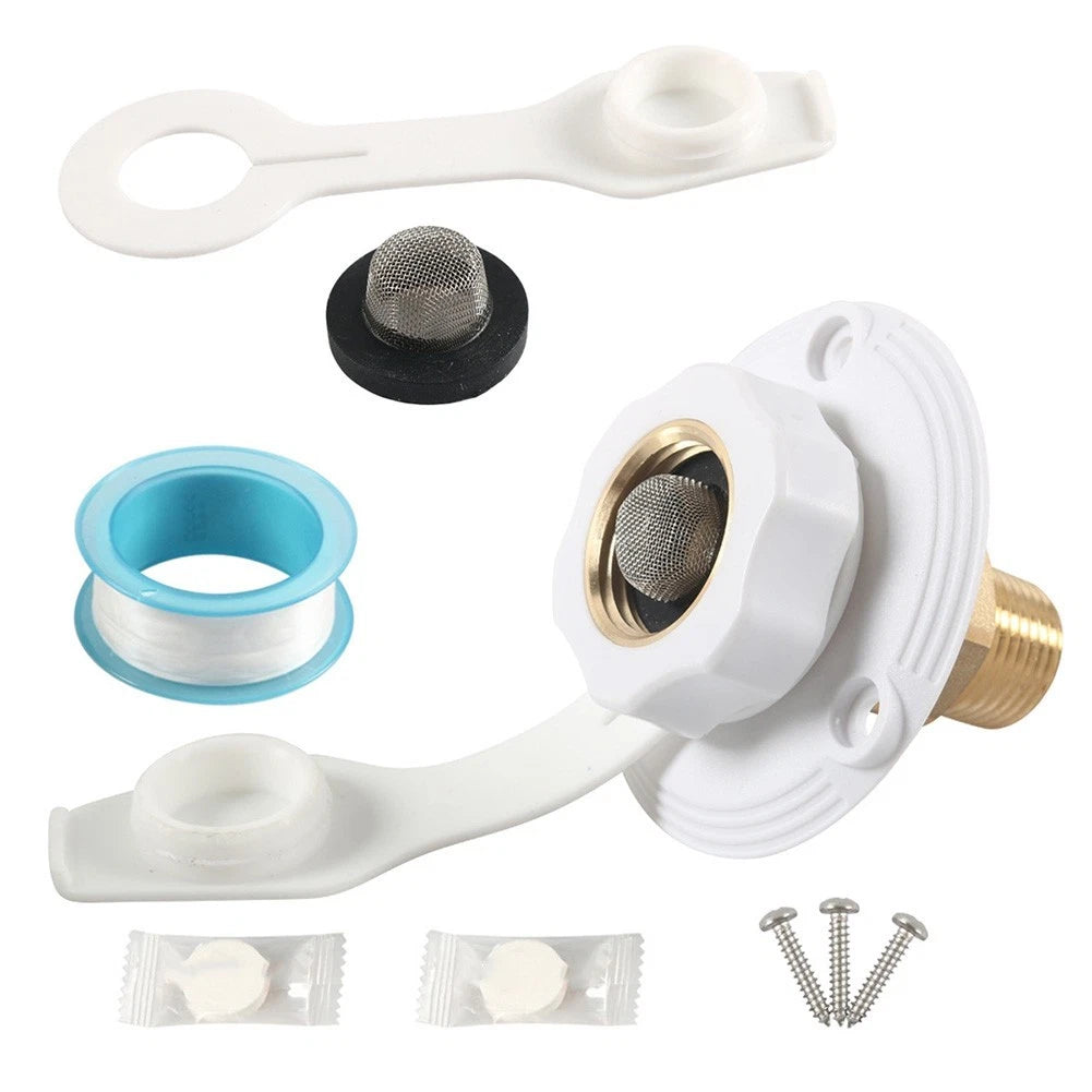 One-Way Brass Water Inlet Valve for RV Camper Boat (1/2 inch, 3/4 inch Thread)