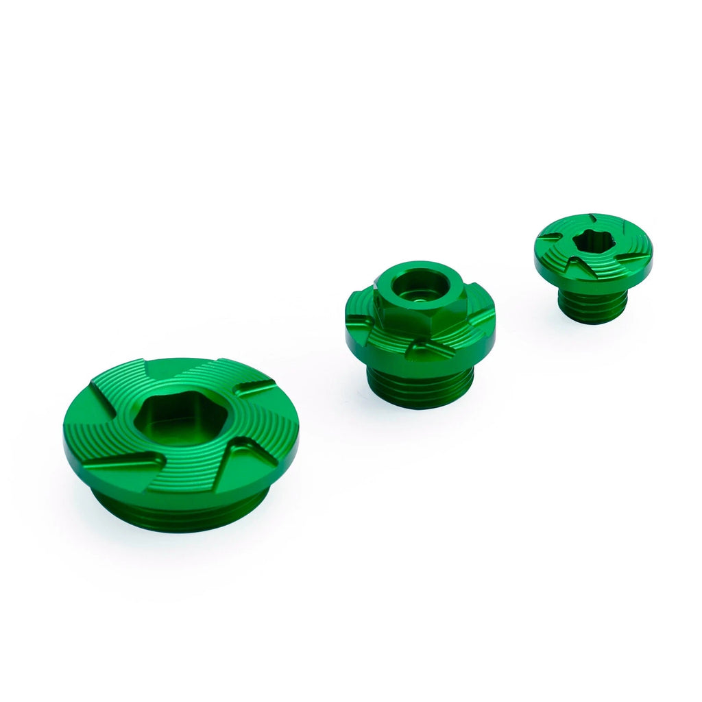 Crankcase Cover Oil Filler Plug Kit Green for Kawasaki KLX450R (2008–2015) T9